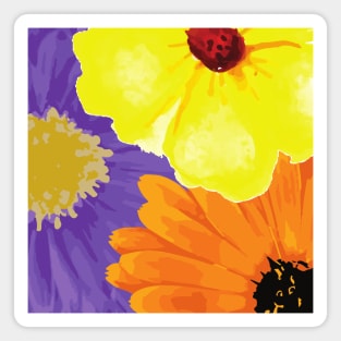 Spring Flowers in the Garden, Springtime Watercolor Flowers Magnet